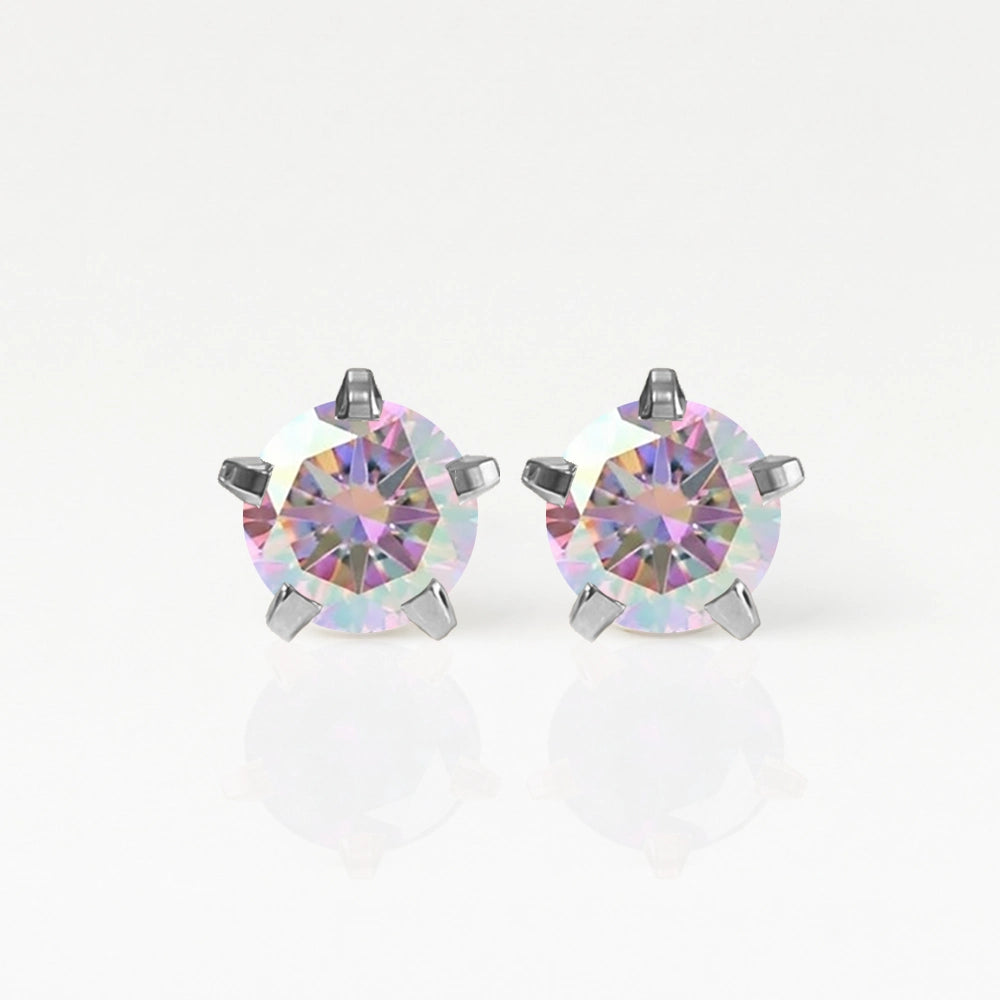Cerrahi Çelik Kulak Delme Küpesi - Birthstar Rock Crystal, Alerji Yapmayan (Çift)