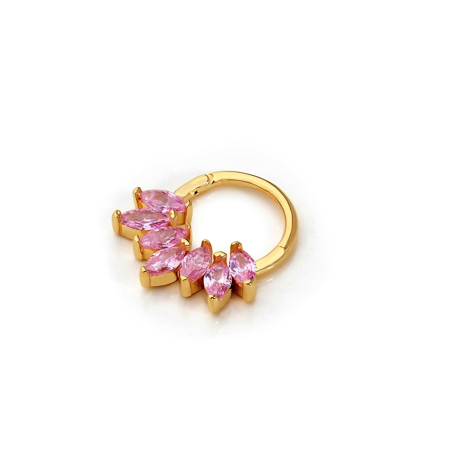 14 Ayar Altın Piercing - Pembe Markiz Taş