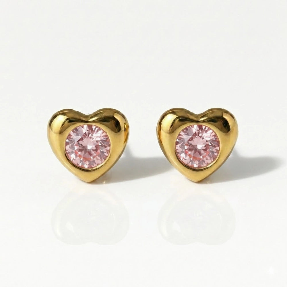 Gold Plated Surgical Steel Ear Piercing Studs - Heartlite Rose Hypoallergenic