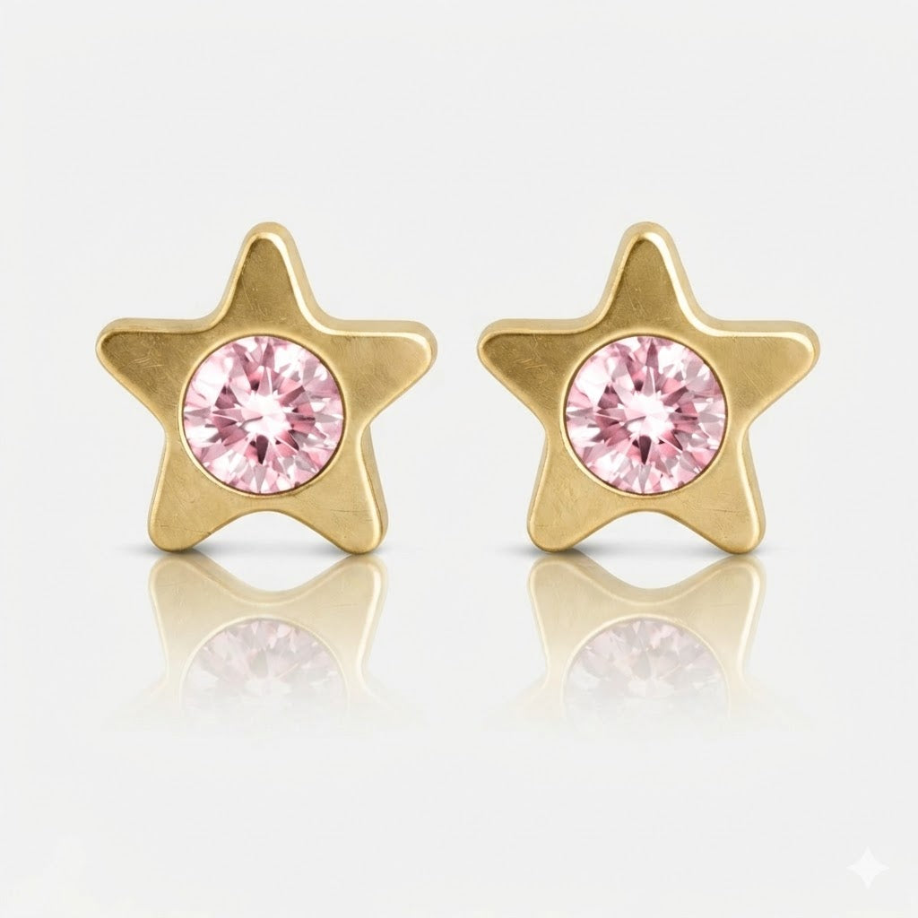 Altın Kaplama Cerrahi Çelik Kulak Delme Küpesi - Starlite Light Rose Alerji Yapmayan