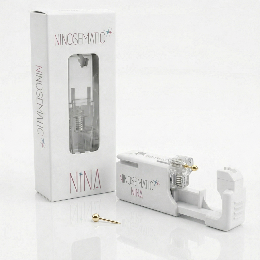 Ninosematic Tek Kullanımlık Burun Delme Kiti - Altın Kaplama Shape Ball Küpe