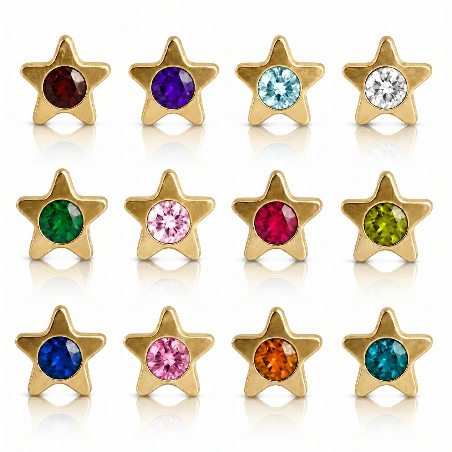 Gold Plated Surgical Steel Ear Piercing Studs - Starlite Assorted Hypoallergenic