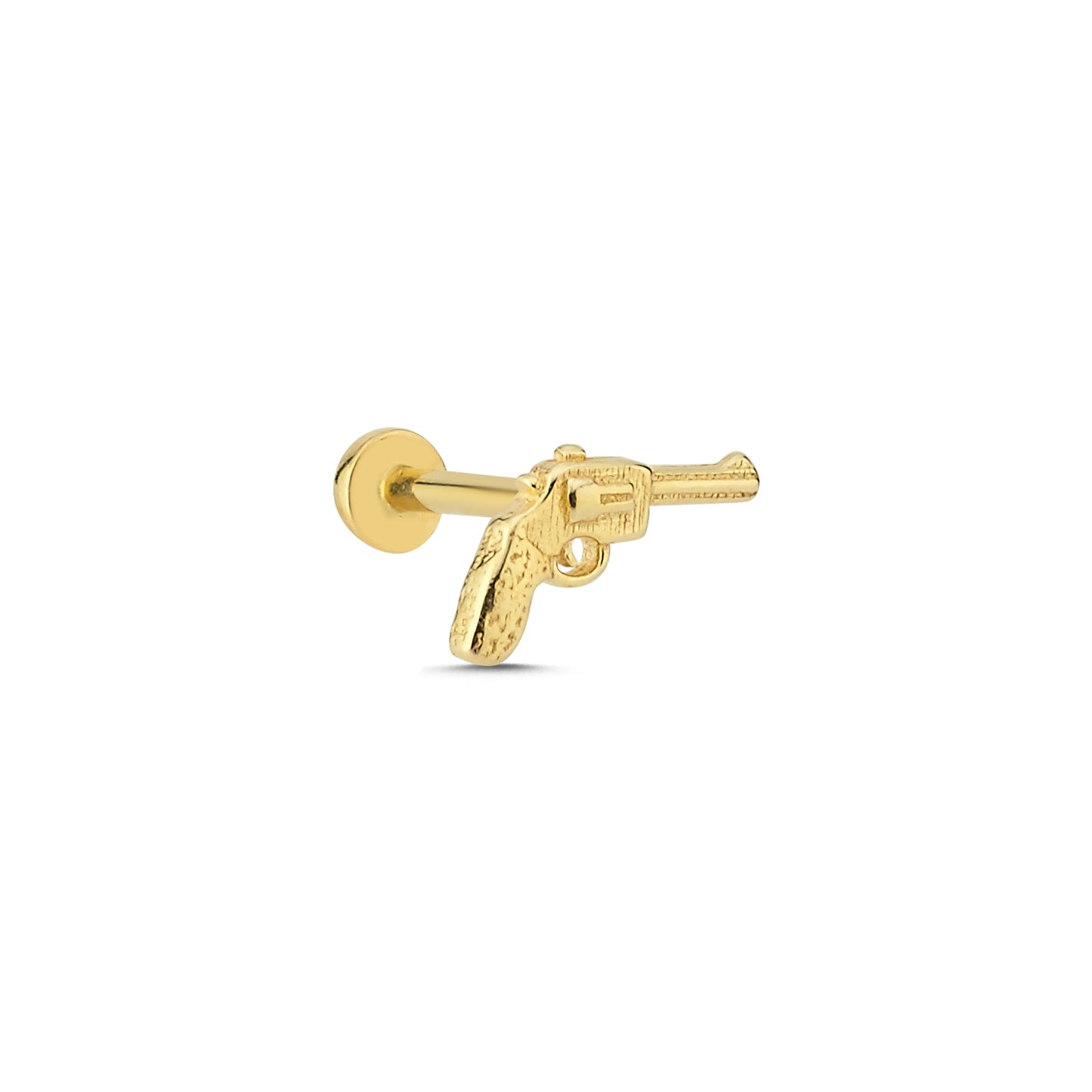 14 Ayar Altın Piercing - Tabanca Figürü