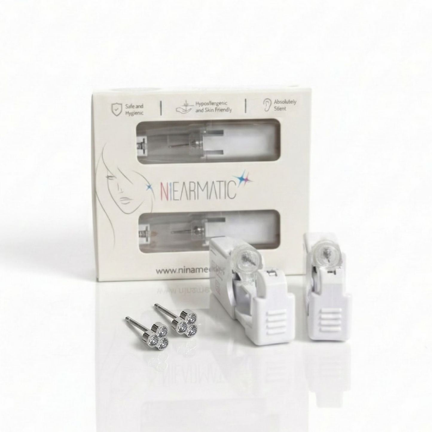 Niearmatic Tek Kullanımlık Kulak Delme Kiti - Trio Crystal Küpe