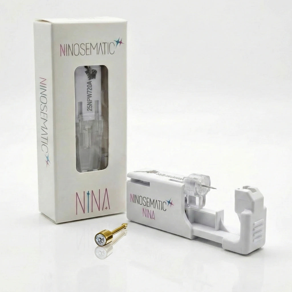 Ninosematic Одноразовый набор для прокалывания носа — серьги Birthstone Crystal с золотым покрытием.