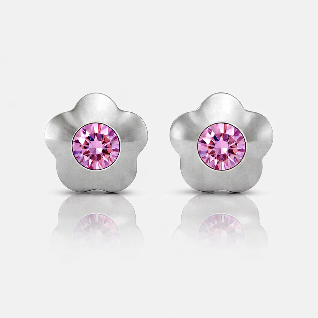 Cerrahi Çelik Kulak Delme Küpesi - Flowerlite Rose Alerji Yapmayan (Çift)