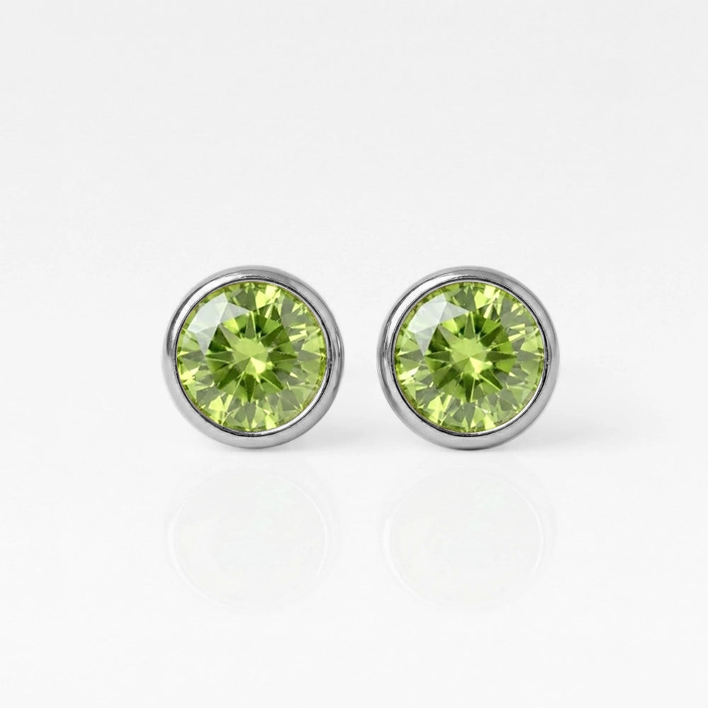 Серьги для прокола ушей из хирургической стали - Birthstone Peridot Гипоаллергенный (пара)