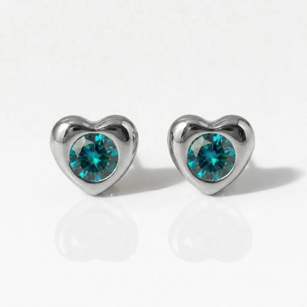 Серьги для прокалывания ушей из хирургической стали — Heartlite Blue Zircon гипоаллергенные (пара)