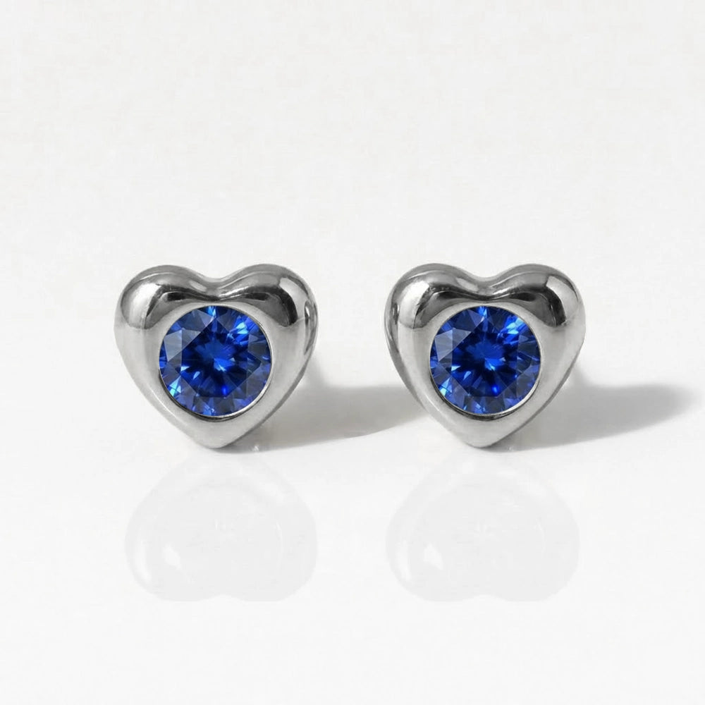 Серьги для прокалывания ушей из хирургической стали — Heartlite Sapphire гипоаллергенные (пара)