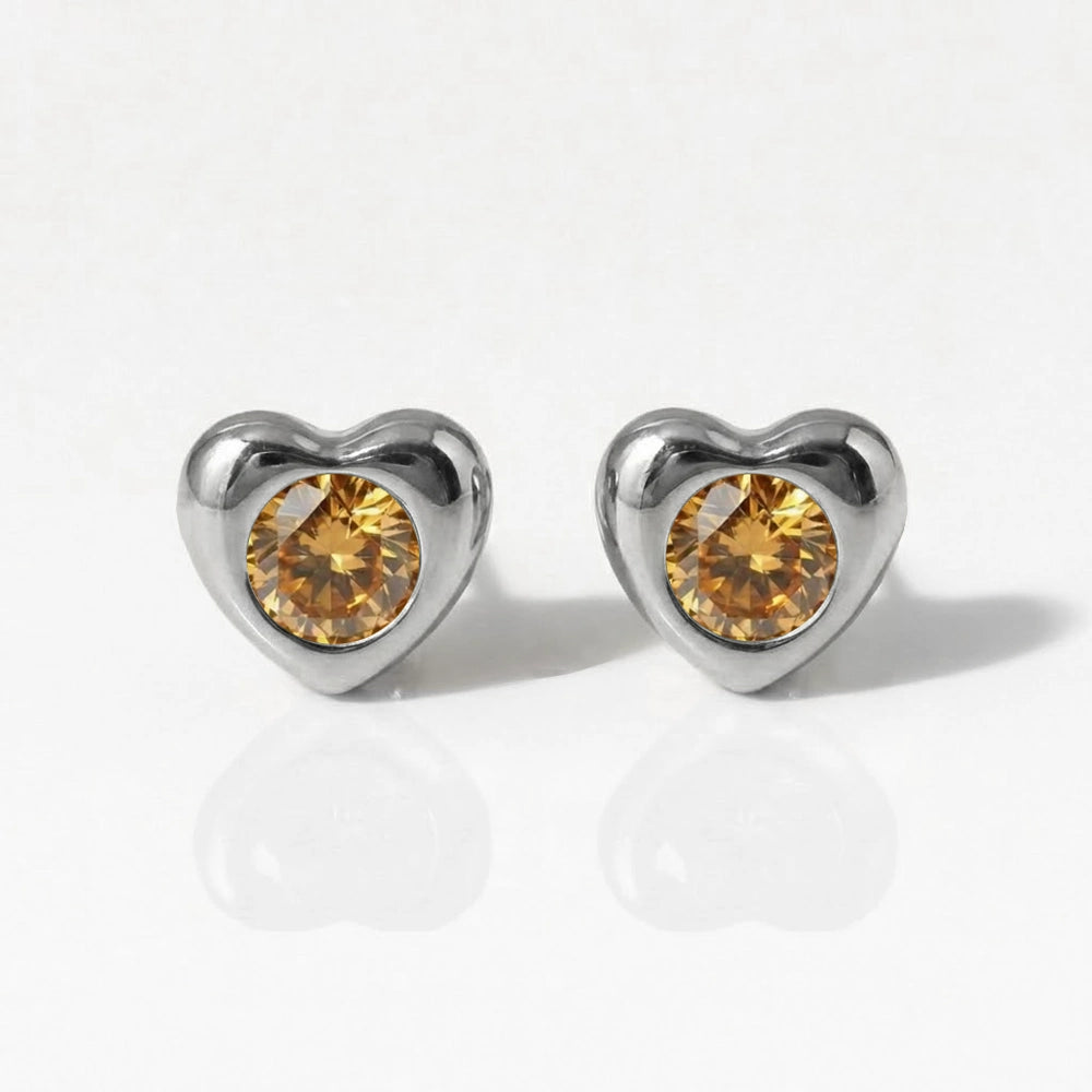 Серьги для прокалывания ушей из хирургической стали — Heartlite Topaz гипоаллергенные (пара)