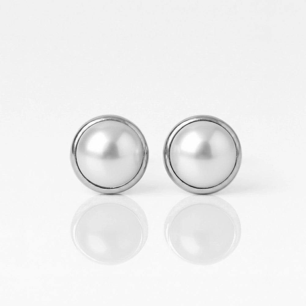 Серьги для прокалывания ушей из хирургической стали — Pearl гипоаллергенные (пара).