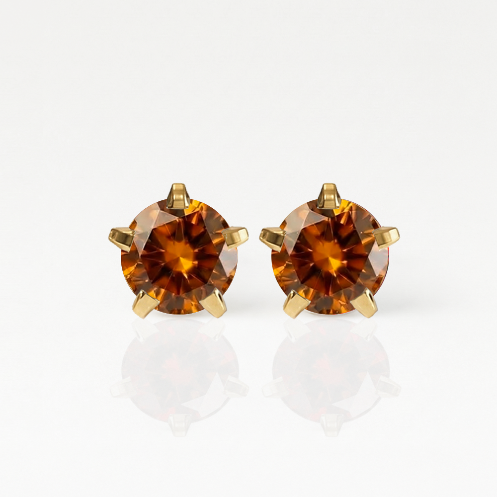 Altın Kaplama Cerrahi Çelik Kulak Delme Küpesi - Birthstar Topaz Alerji Yapmayan (Çift)