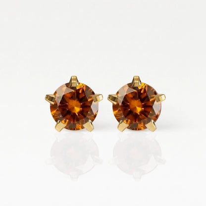 Gold Plated Surgical Steel Ear Piercing Studs - Birthstar Topaz Hypoallergenic