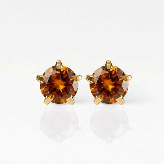 Altın Kaplama Cerrahi Çelik Kulak Delme Küpesi - Birthstar Topaz Alerji Yapmayan (Çift)