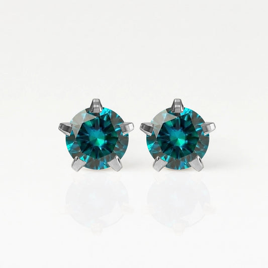 Серьги для прокалывания ушей из хирургической стали — Birthstar Blue Zircon  гипоаллергенные (пара)