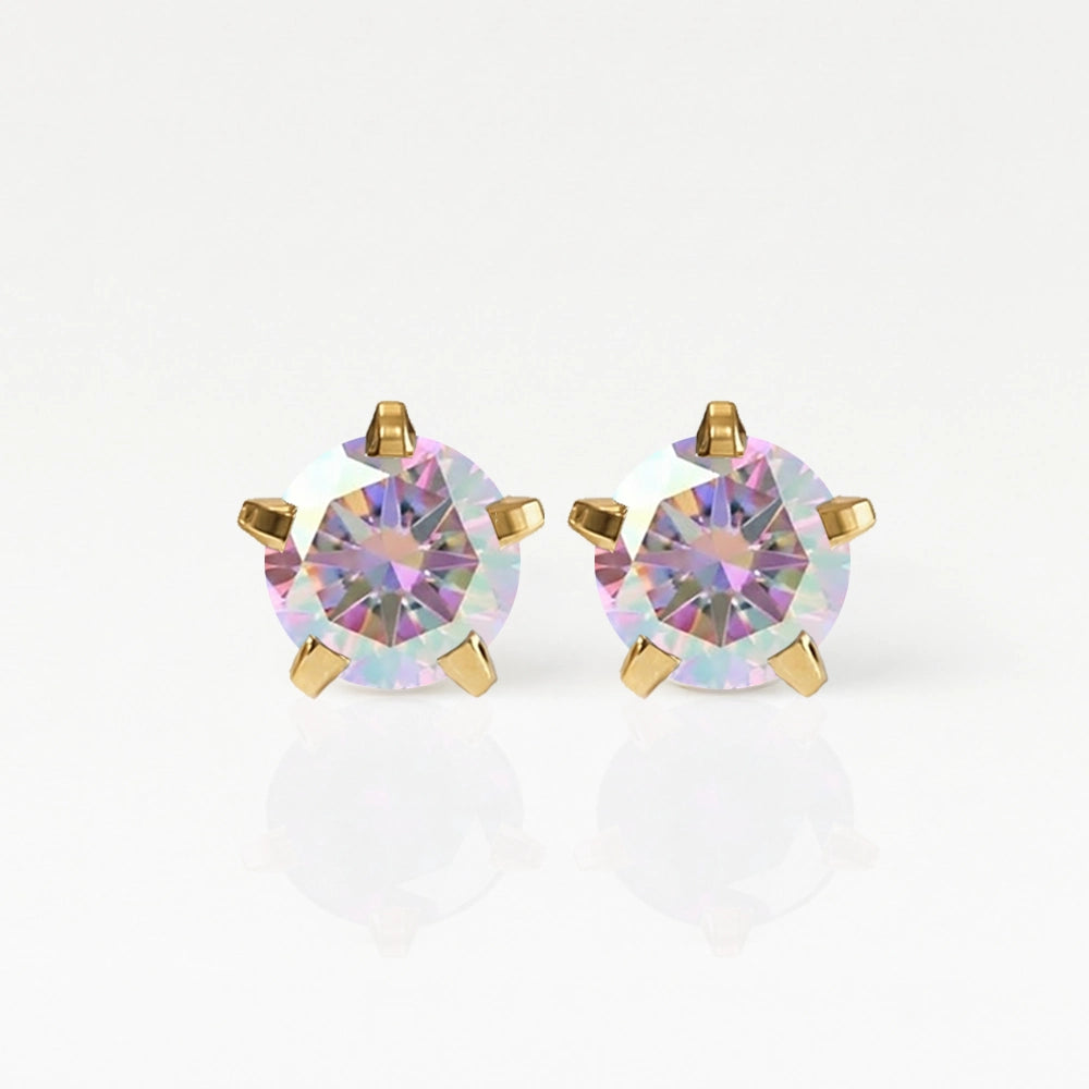 Серьги для прокалывания ушей из хирургической стали — Birthstone Rock Crystal гипоаллергенные (пара)