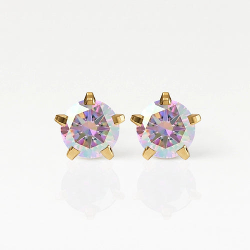 Серьги для прокалывания ушей из хирургической стали — Birthstone Rock Crystal гипоаллергенные (пара)