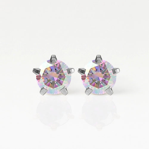 Cerrahi Çelik Kulak Delme Küpesi - Birthstar Rock Crystal, Alerji Yapmayan (Çift)