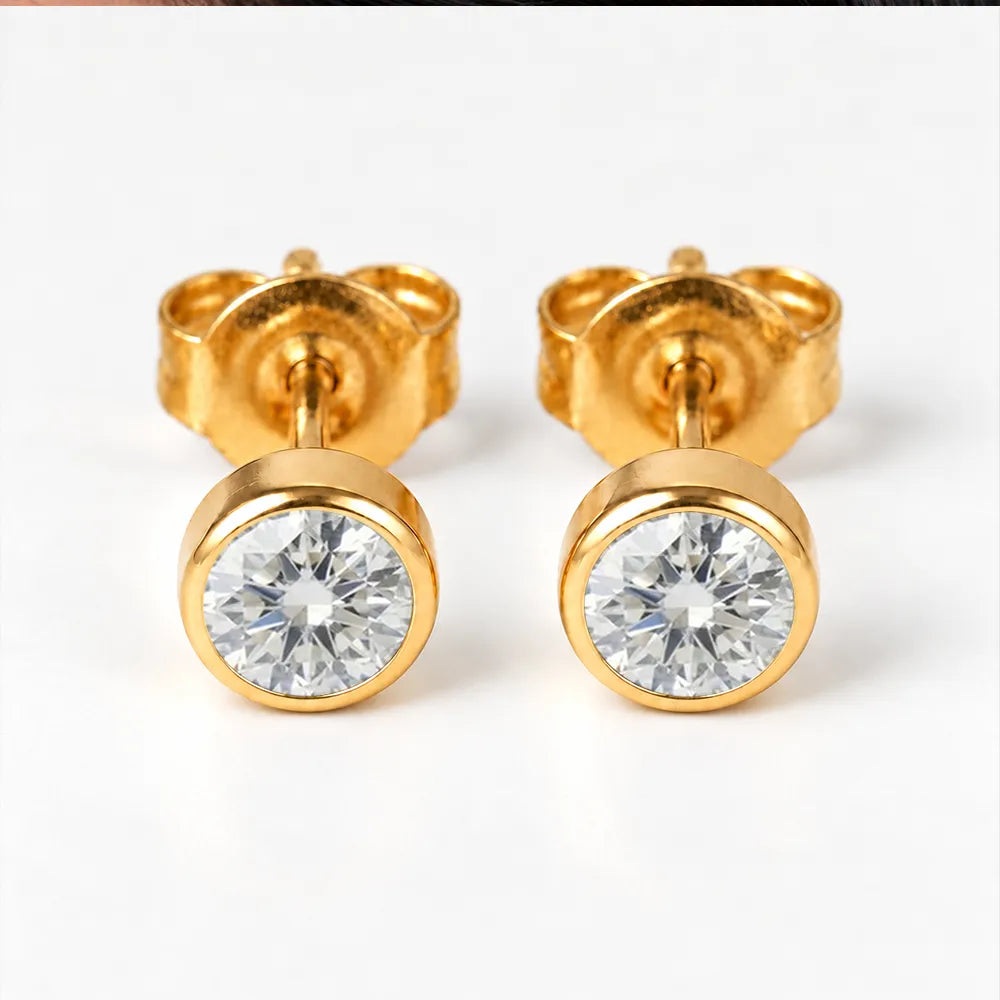 Altın Kaplama Cerrahi Çelik Kulak Delme Küpesi - Birthstone Crystal Alerji Yapmayan 