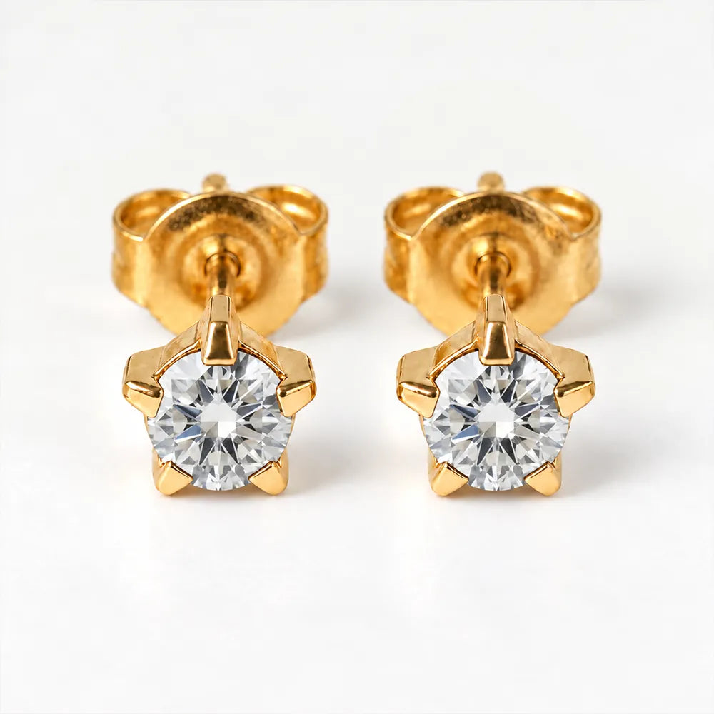 Gold Plated Surgical Steel Ear Piercing Studs - Birthstar Crystal Hypoallergenic
