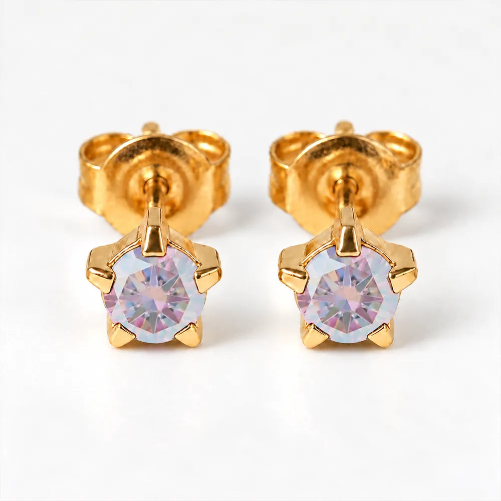 Серьги для прокалывания ушей из хирургической стали — Birthstone Rock Crystal гипоаллергенные 