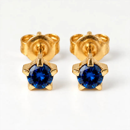 Gold Plated Surgical Steel Ear Piercing Studs - Birthstar Sapphire Hypoallergenic