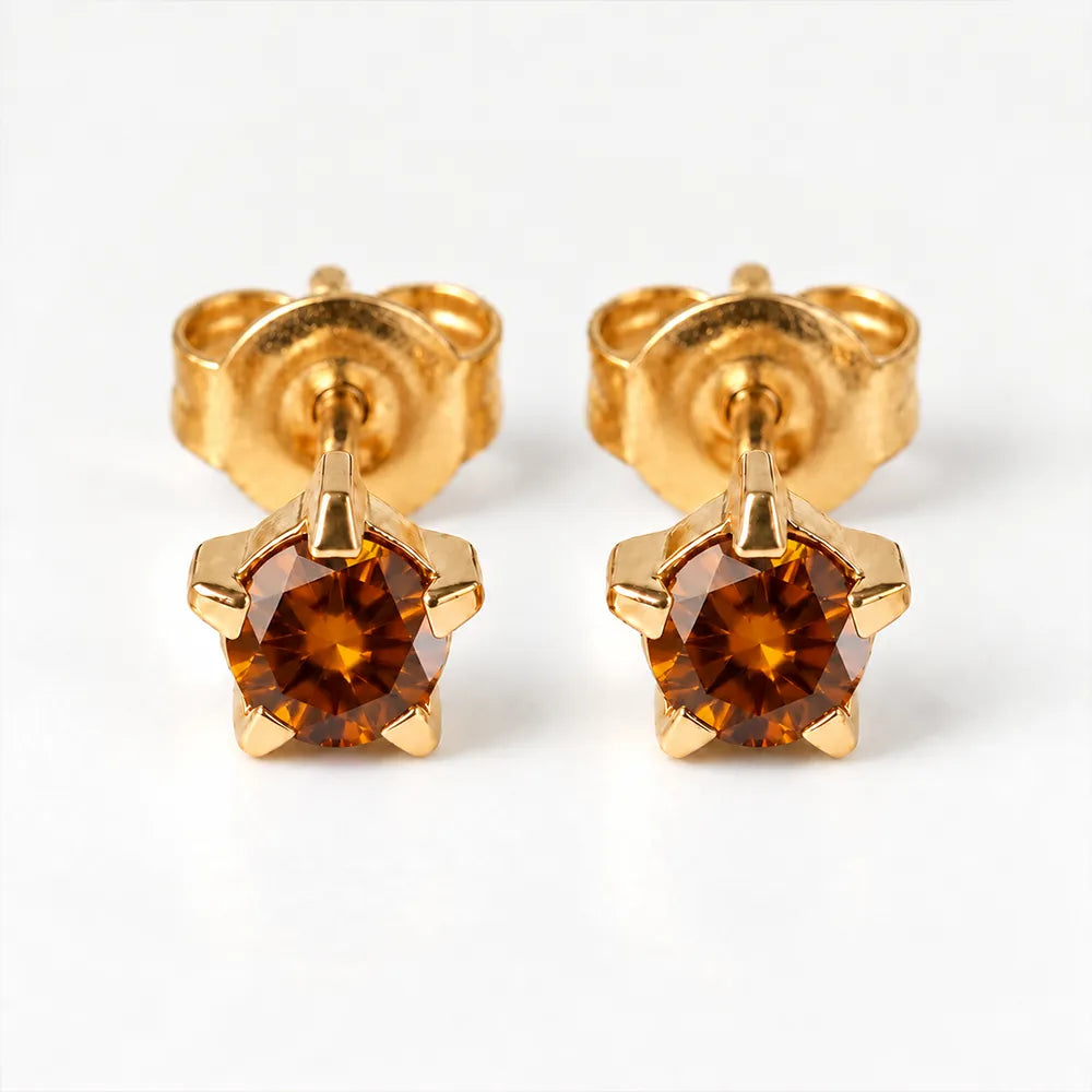 Gold Plated Surgical Steel Ear Piercing Studs - Birthstar Topaz Hypoallergenic