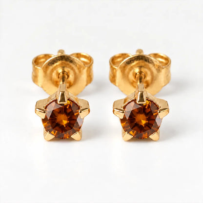 Gold Plated Surgical Steel Ear Piercing Studs - Birthstar Topaz Hypoallergenic