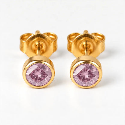 Altın Kaplama Cerrahi Çelik Kulak Delme Küpesi - Birthstone Light Rose Alerji Yapmayan 