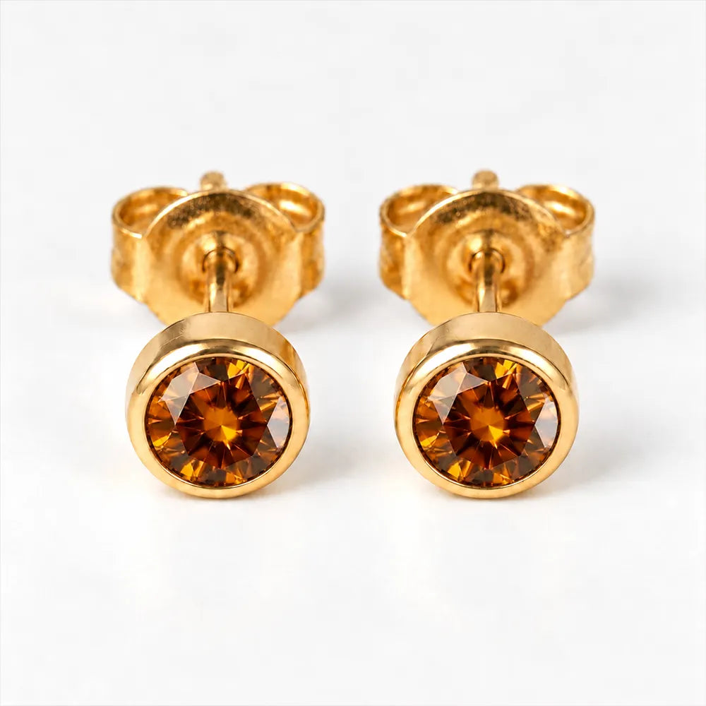 Altın Kaplama Cerrahi Çelik Kulak Delme Küpesi - Birthstone Topaz Alerji Yapmayan 