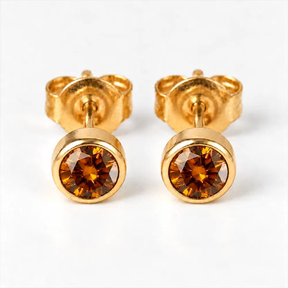 Altın Kaplama Cerrahi Çelik Kulak Delme Küpesi - Birthstone Topaz Alerji Yapmayan 