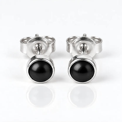 Surgical Steel Ear Piercing Studs - Pearl Black Onyx