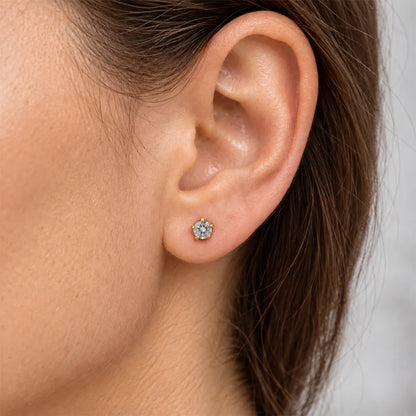 Gold Plated Surgical Steel Ear Piercing Studs - Birthstar Crystal Hypoallergenic