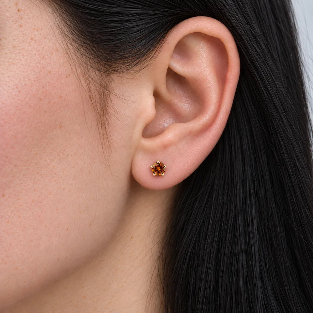 Gold Plated Surgical Steel Ear Piercing Studs - Birthstar Topaz Hypoallergenic