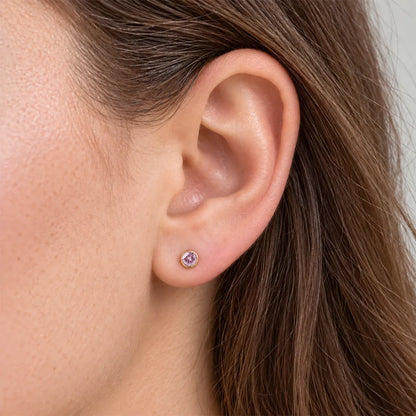 Altın Kaplama Cerrahi Çelik Kulak Delme Küpesi - Birthstone Light Rose Alerji Yapmayan 