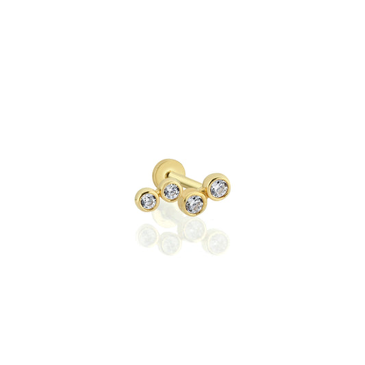 14K Gold Piercing - Quad Stone Round