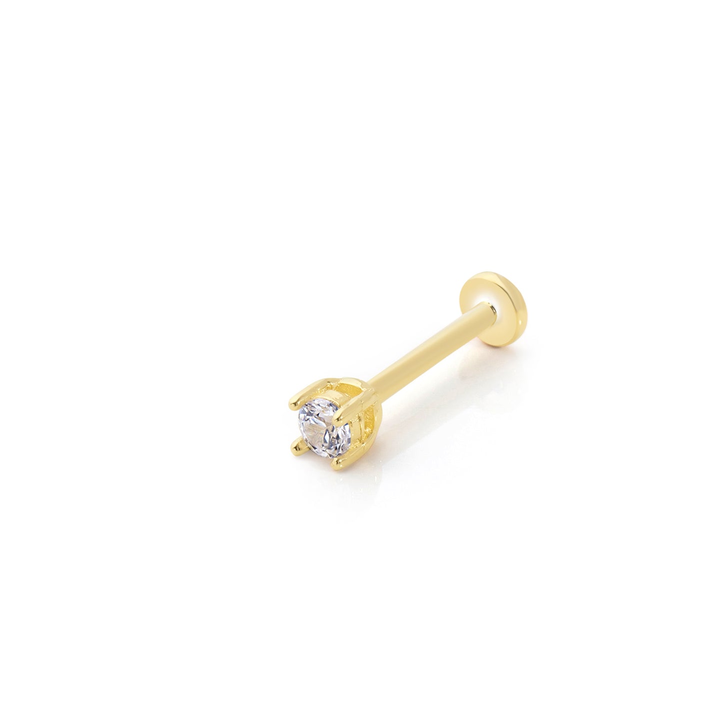 14 Ayar Altın Piercing - Dört Tırnaklı Kristal
