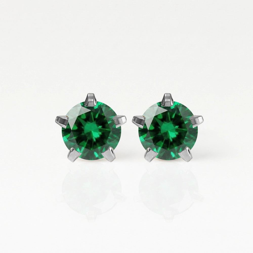 Серьги для прокола ушей из хирургической стали - Birthstar Emerald Гипоаллергенный (пара)