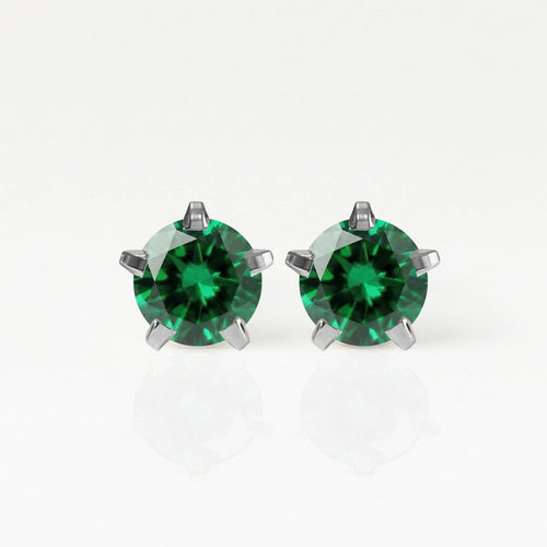 Серьги для прокола ушей из хирургической стали - Birthstar Emerald Гипоаллергенный (пара)