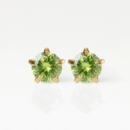 Серьги для прокола ушей с золотым покрытием - Birthstar Peridot Гипоаллергенный 