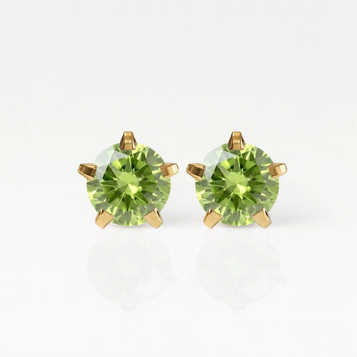 Серьги для прокола ушей с золотым покрытием - Birthstar Peridot Гипоаллергенный (пара)