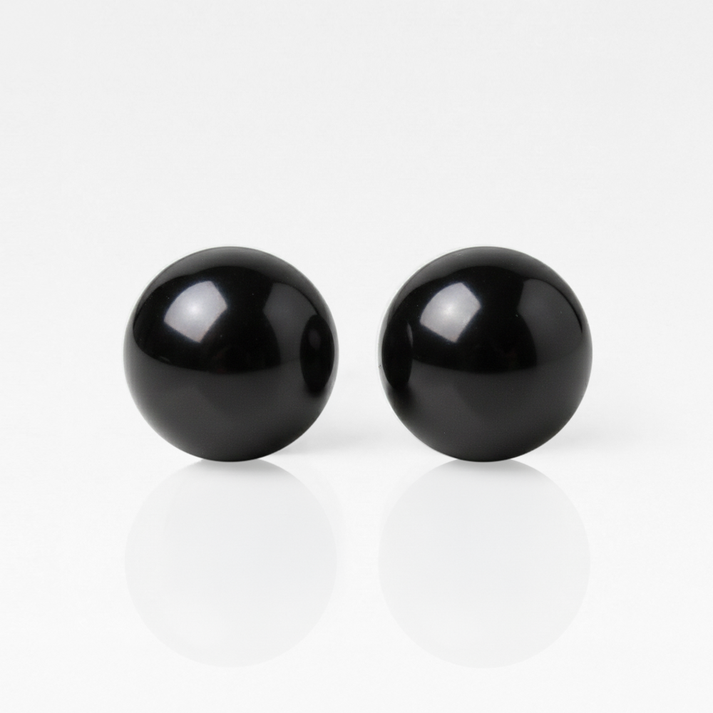 Surgical Steel Ear Piercing Studs - Pearl Black Hypoallergenic (Pair)