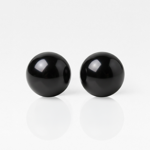 Surgical Steel Ear Piercing Studs - Pearl Black Hypoallergenic (Pair)
