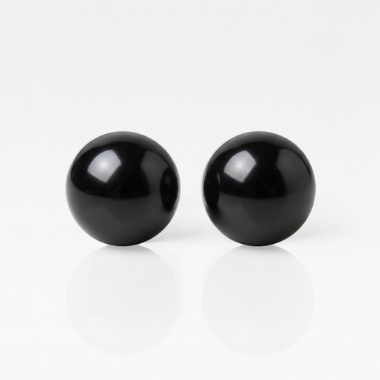 Surgical Steel Ear Piercing Studs - Pearl Black Hypoallergenic (Pair)