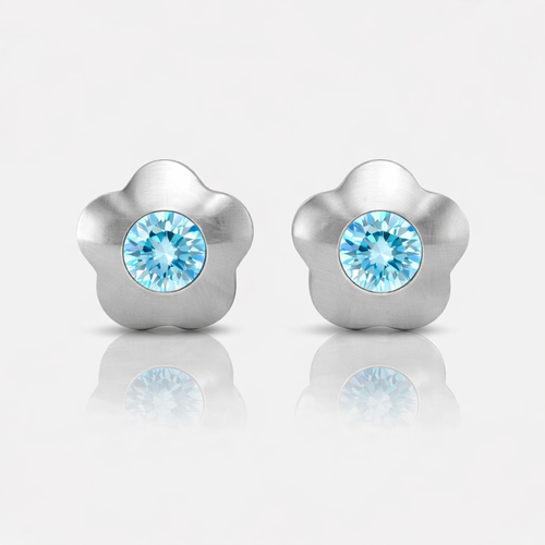 Cerrahi Çelik Kulak Delme Küpesi - Flowerlite Aquamarine Alerji Yapmayan 