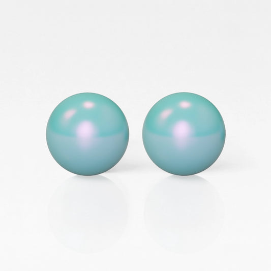 Cerrahi Çelik Kulak Küpesi - Pearl Blue Alerji Yapmayan (Çift)