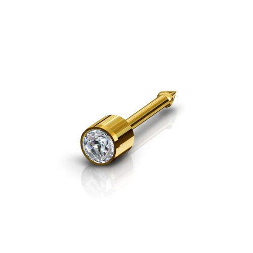 Altın Kaplama Cerrahi Çelik Burun Delme Küpesi - Birthstone Crystal Alerji Yapmayan (Çift)