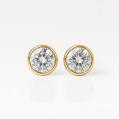 Altın Kaplama Cerrahi Çelik Kulak Delme Küpesi - Birthstone Crystal Alerji Yapmayan (Çift)