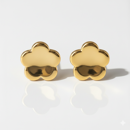 Altın Kaplama Cerrahi Çelik Kulak Delme Küpesi - Shape Flower Alerji Yapmayan (Çift)