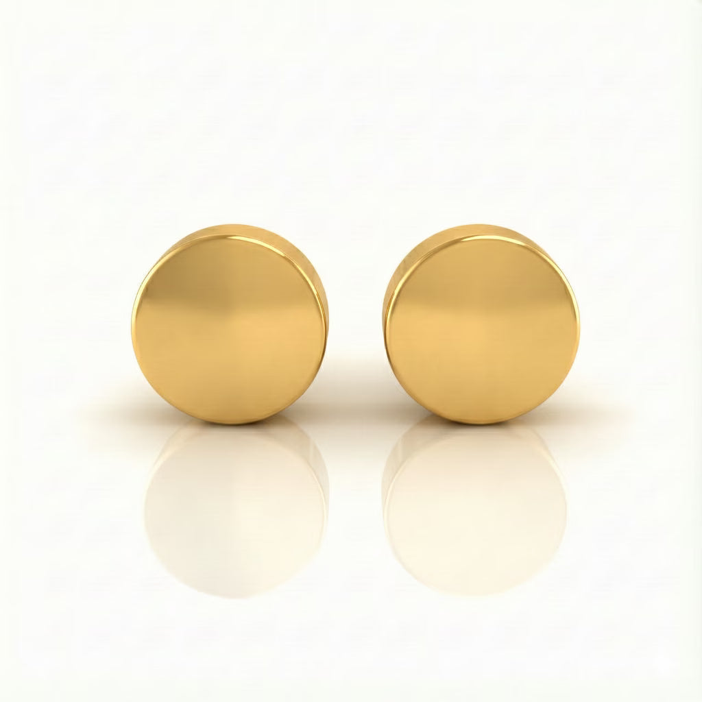 Altın Kaplama Cerrahi Çelik Kulak Delme Küpesi - Shape Full Moon Alerji Yapmayan (Çift)